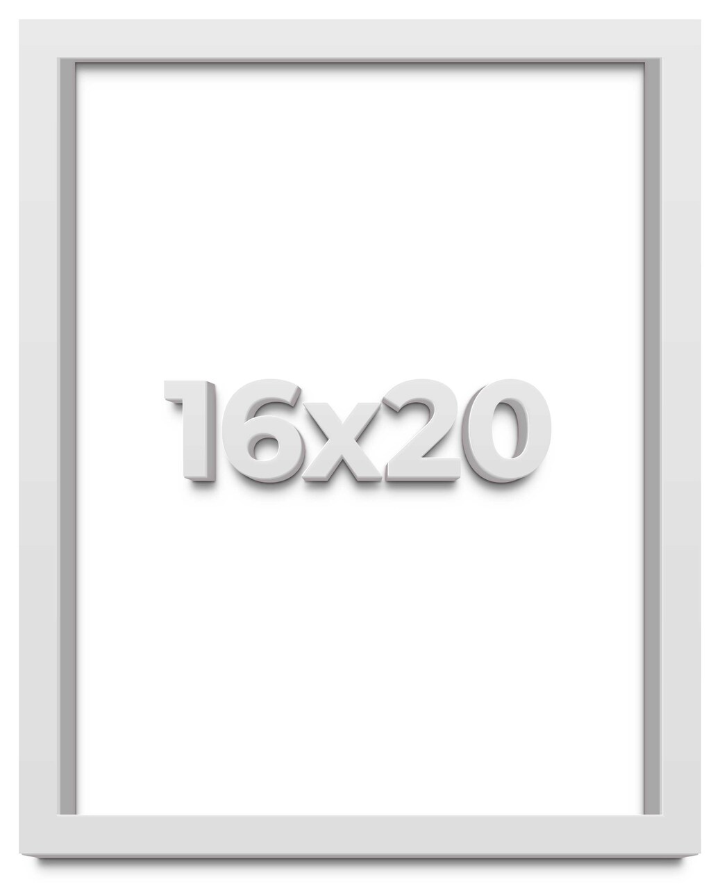 16x20 Slim Profile White Picture Frame - UV Acrylic, Foam Board Backing, Hanging Hardware